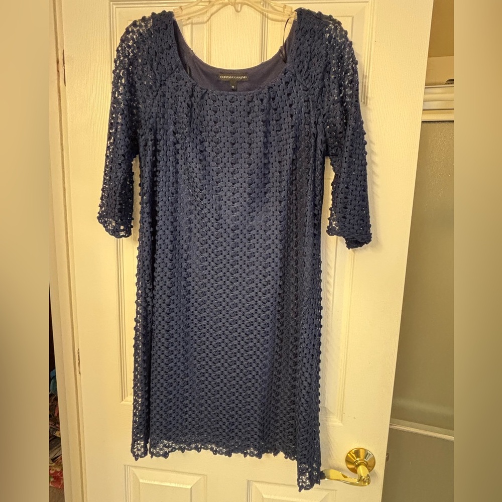 Like new. Elegant Blue Lace Dress. Size 16.